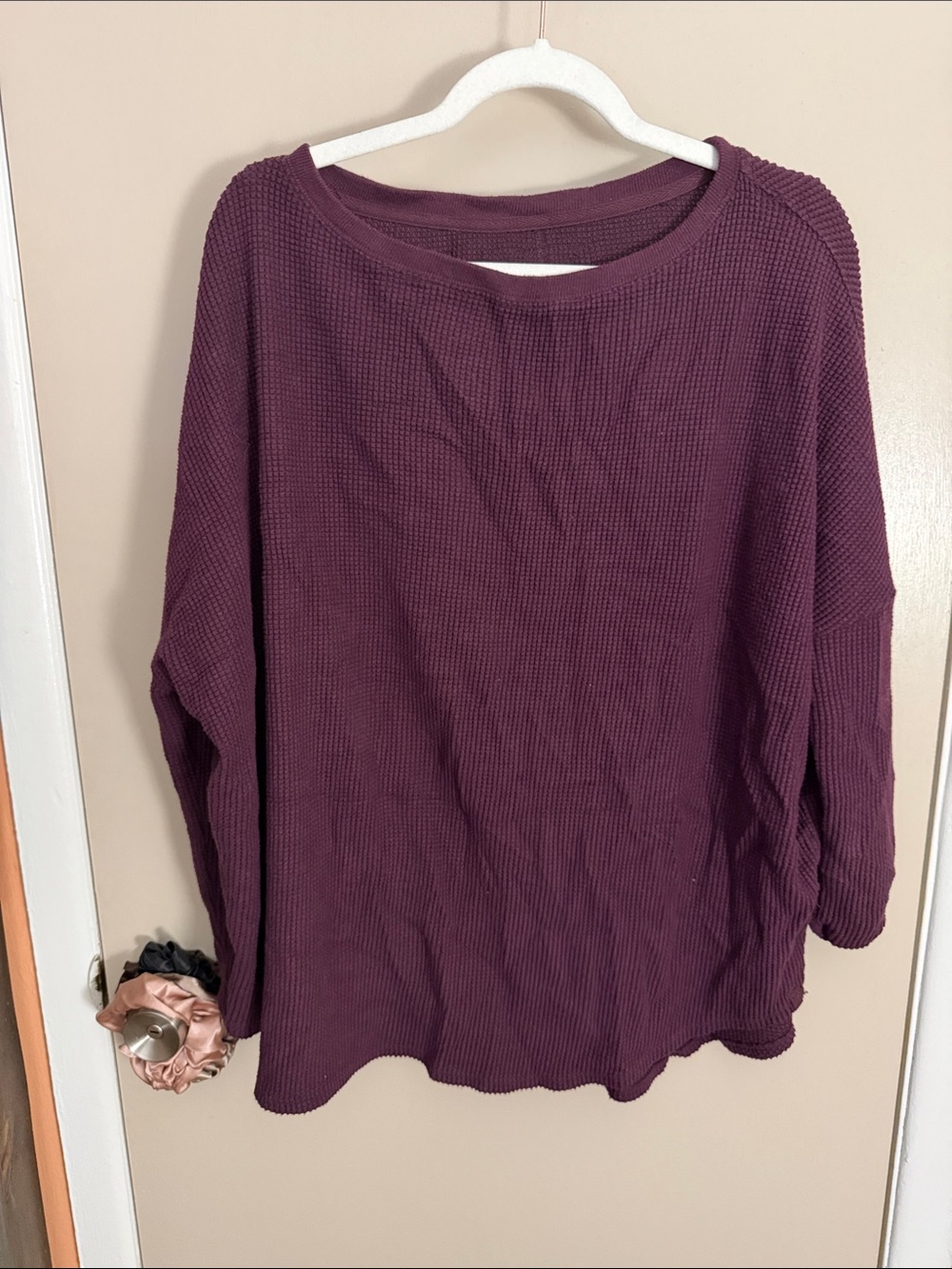 Free People Relaxed Waffle Knit Women's Sweater in Plum